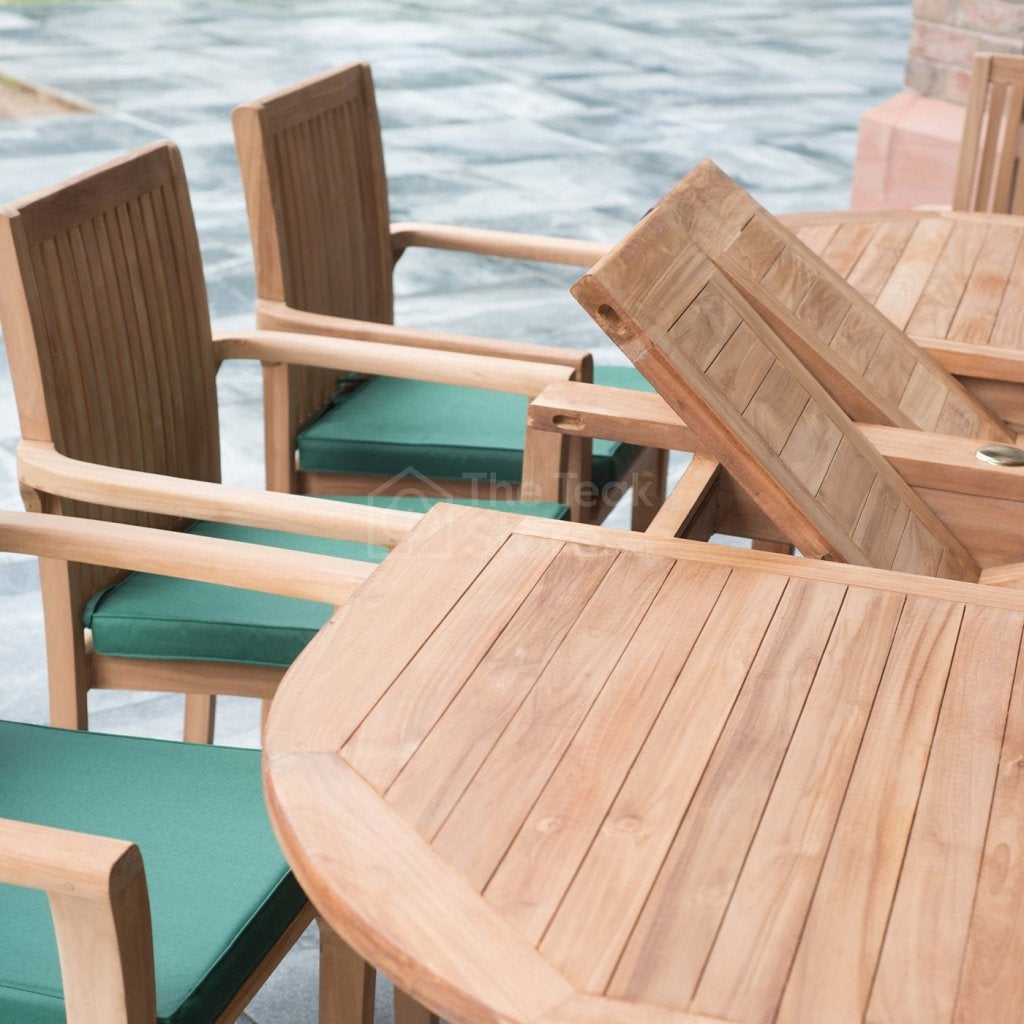 Arundel Teak Garden Furniture 8 Seat Extending Dining Set with Stacking Chairs