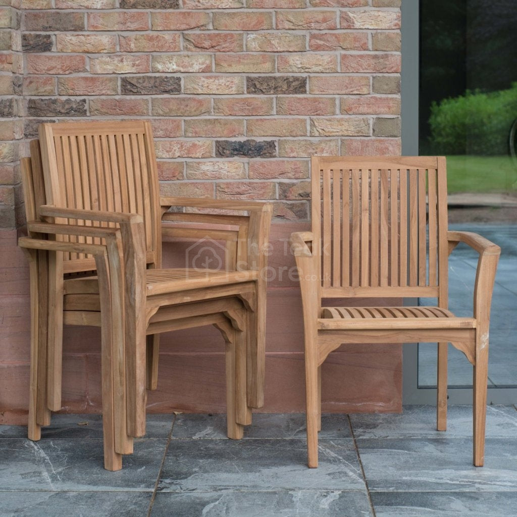 Arundel Teak Garden Furniture 8 Seat Extending Dining Set with Stacking Chairs