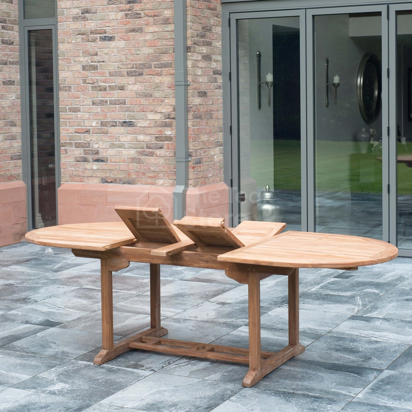 Teak Garden Extending Table Double Leaf Extendable 180cm to 240cm