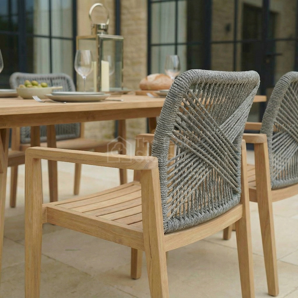 Keswick 6-Seat Teak Garden Dining Set with Stacking Chairs