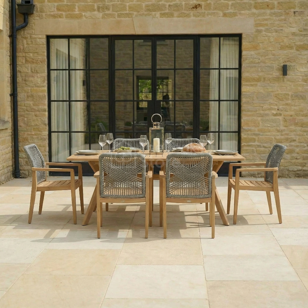 Keswick 6-Seat Teak Garden Dining Set with Stacking Chairs