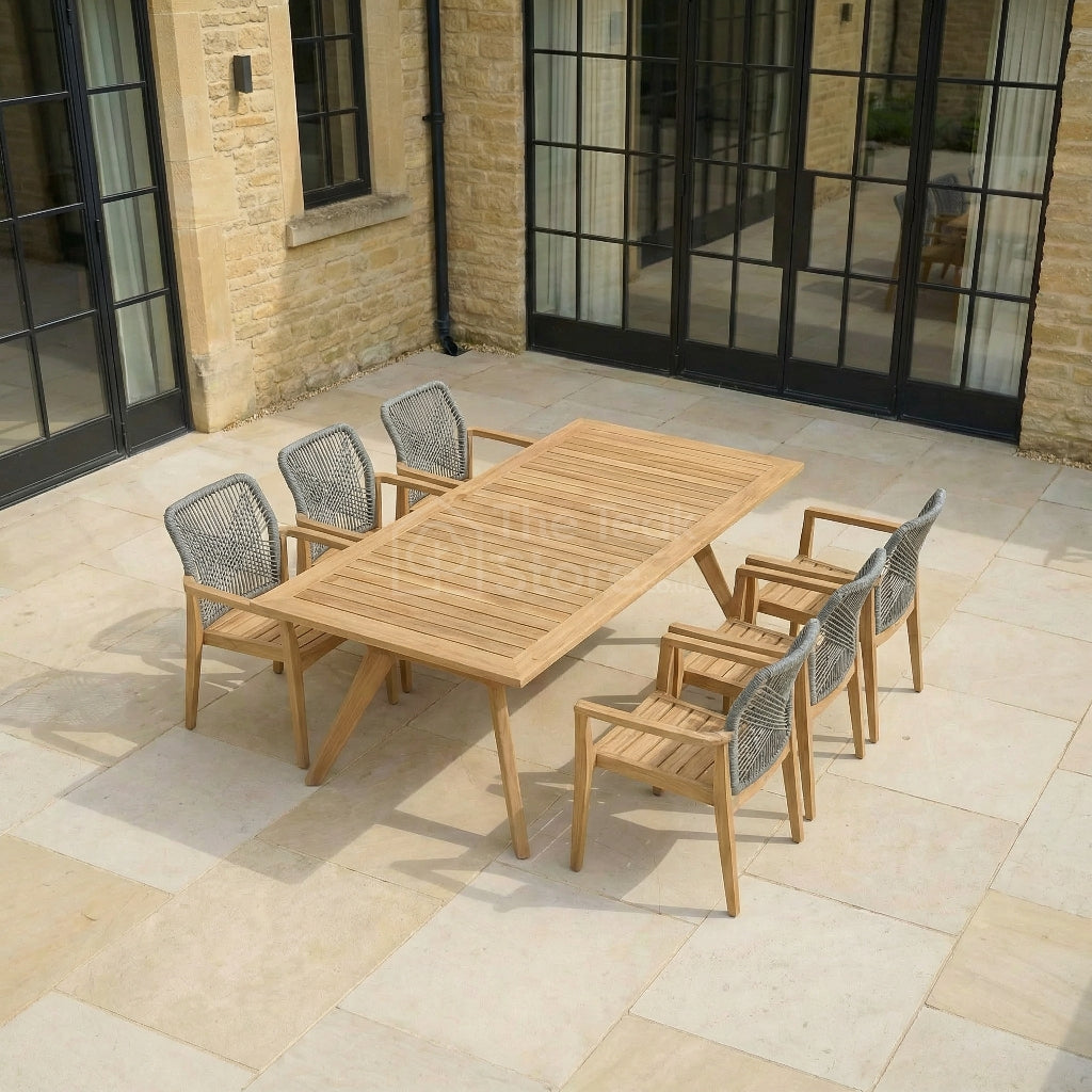 Keswick 6-Seat Teak Garden Dining Set with Stacking Chairs
