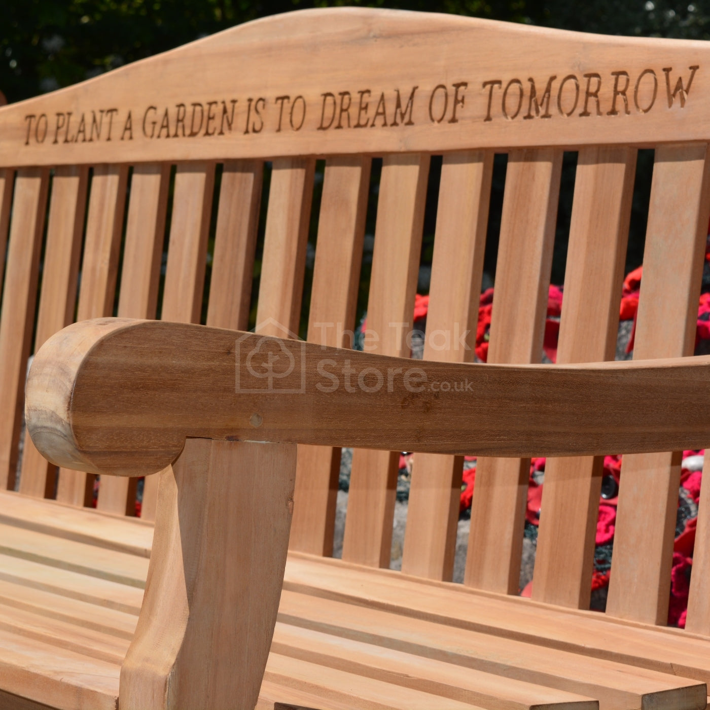 Kingham Memorial Commemorative Teak Bench Engraved Quote & Plaque Space - 160cm