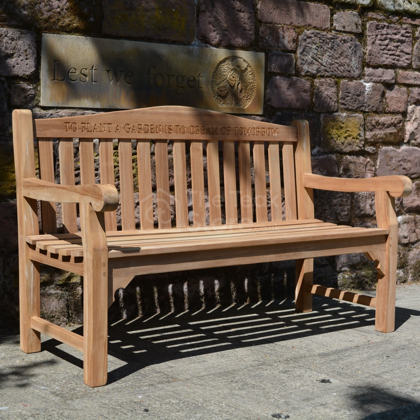 Kingham Memorial Commemorative Teak Bench Engraved Quote & Plaque Space - 160cm