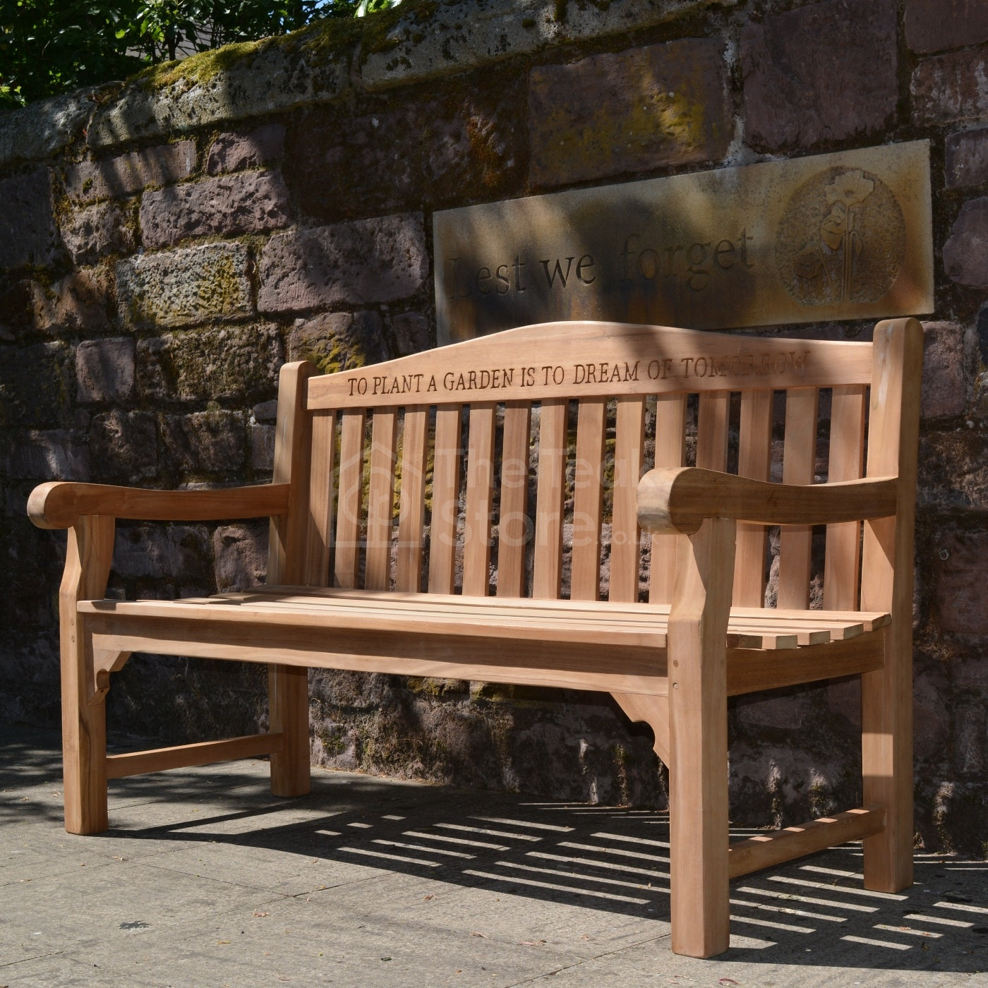 Kingham Memorial Commemorative Teak Bench Engraved Quote & Plaque Space - 160cm