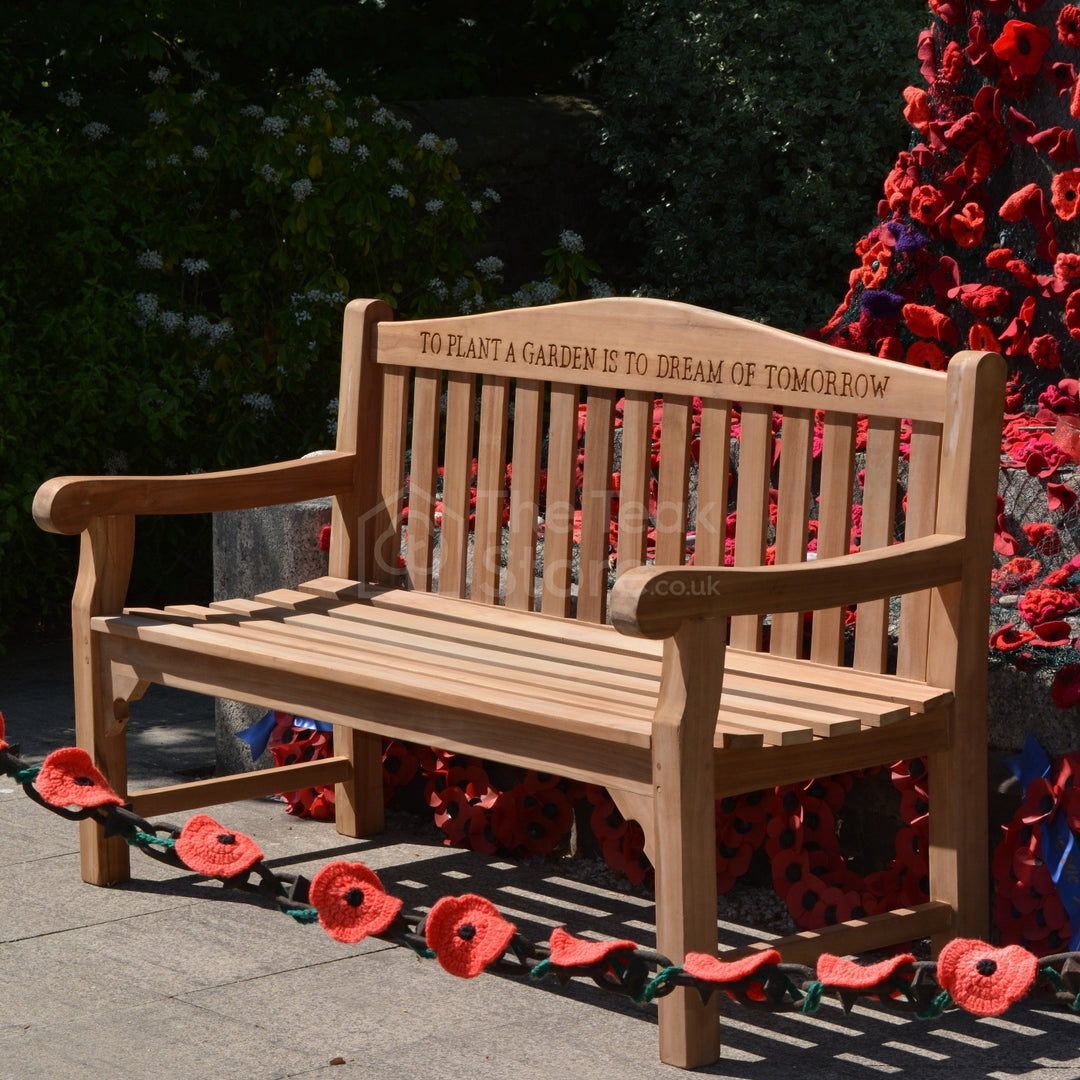 Kingham Memorial Commemorative Teak Bench Engraved Quote & Plaque Space - 160cm