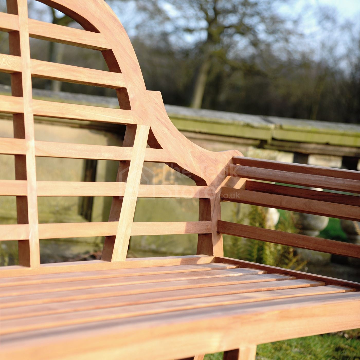 Close-up of Kyoto Edo bench showcasing mortise and tenon joinery in premium teak wood