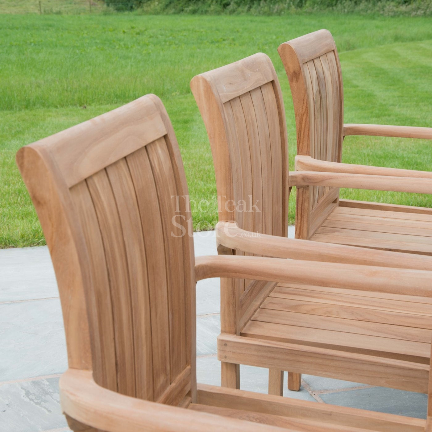 Teak Garden Furniture Dining Set 8 Seat Oval Extending Teak Table & Ledbury Stacking Chairs