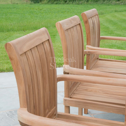 Teak Garden Furniture Dining Set 8 Seat Oval Extending Teak Table & Ledbury Stacking Chairs