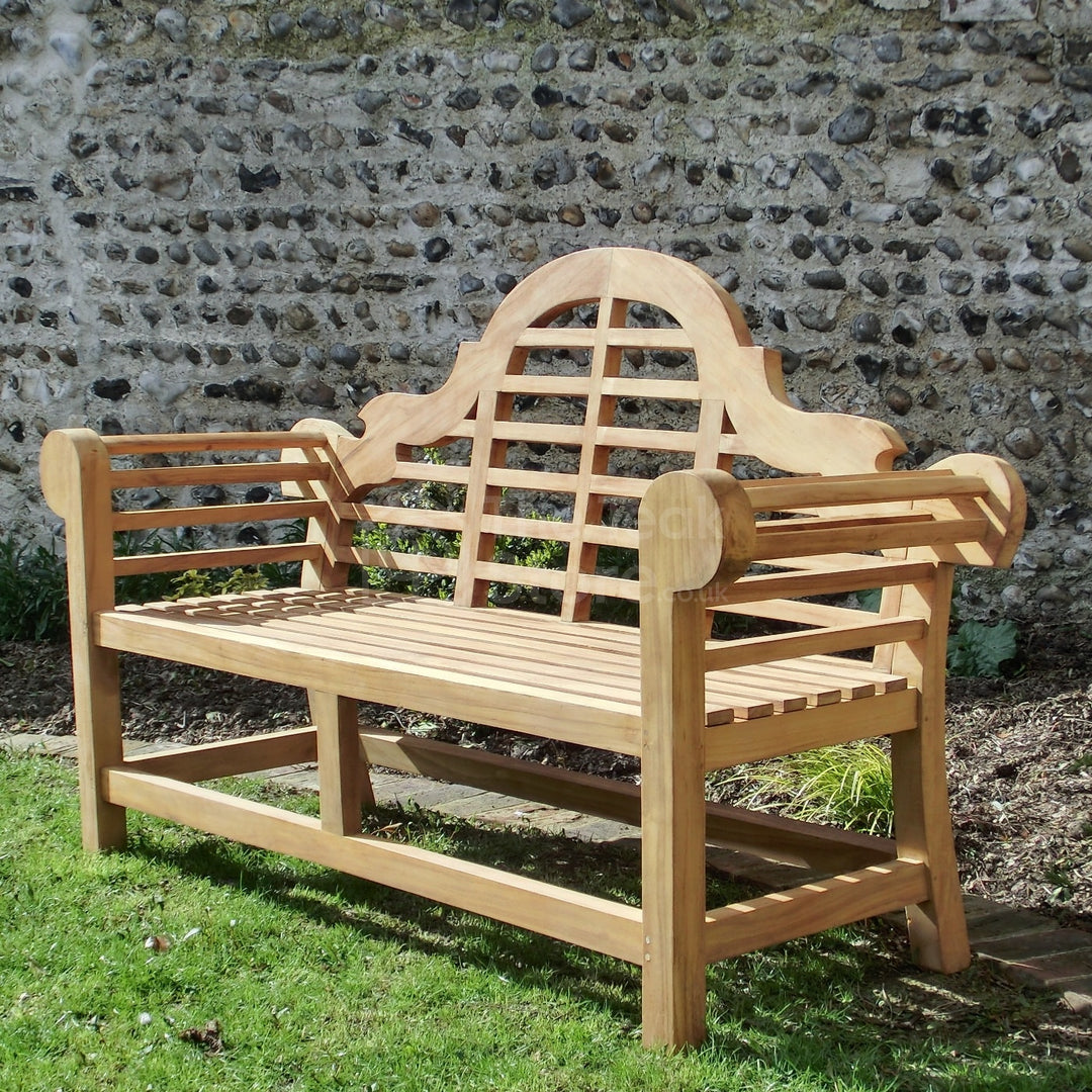 Sissinghurst Deluxe Lutyens Teak Garden Bench 3-Seater – 167cm