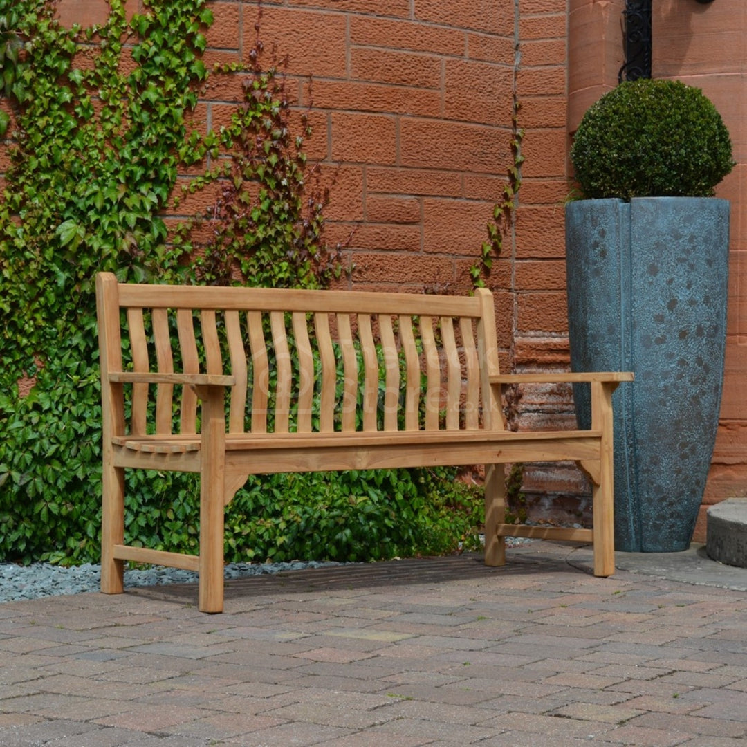 Lymington Paddle Arms Teak Garden Bench 3-Seater – 160cm