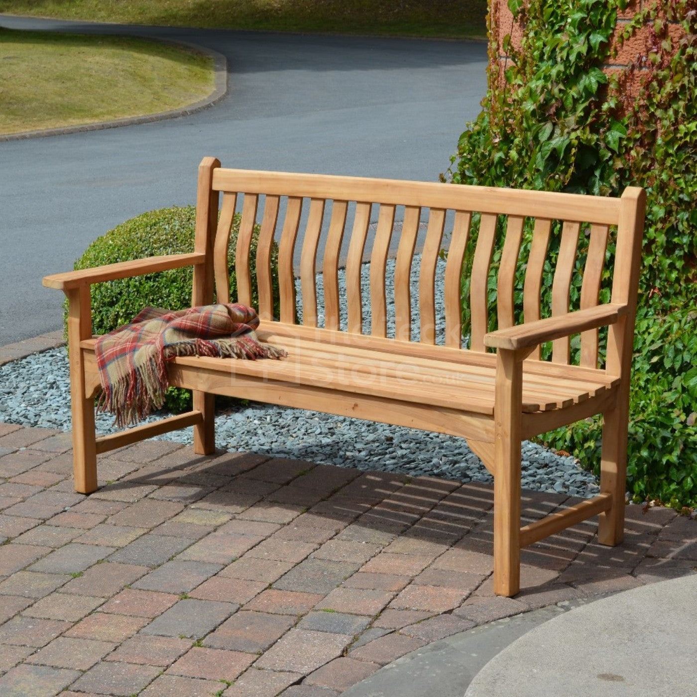 Lymington Paddle Arms Teak Garden Bench 3-Seater – 160cm