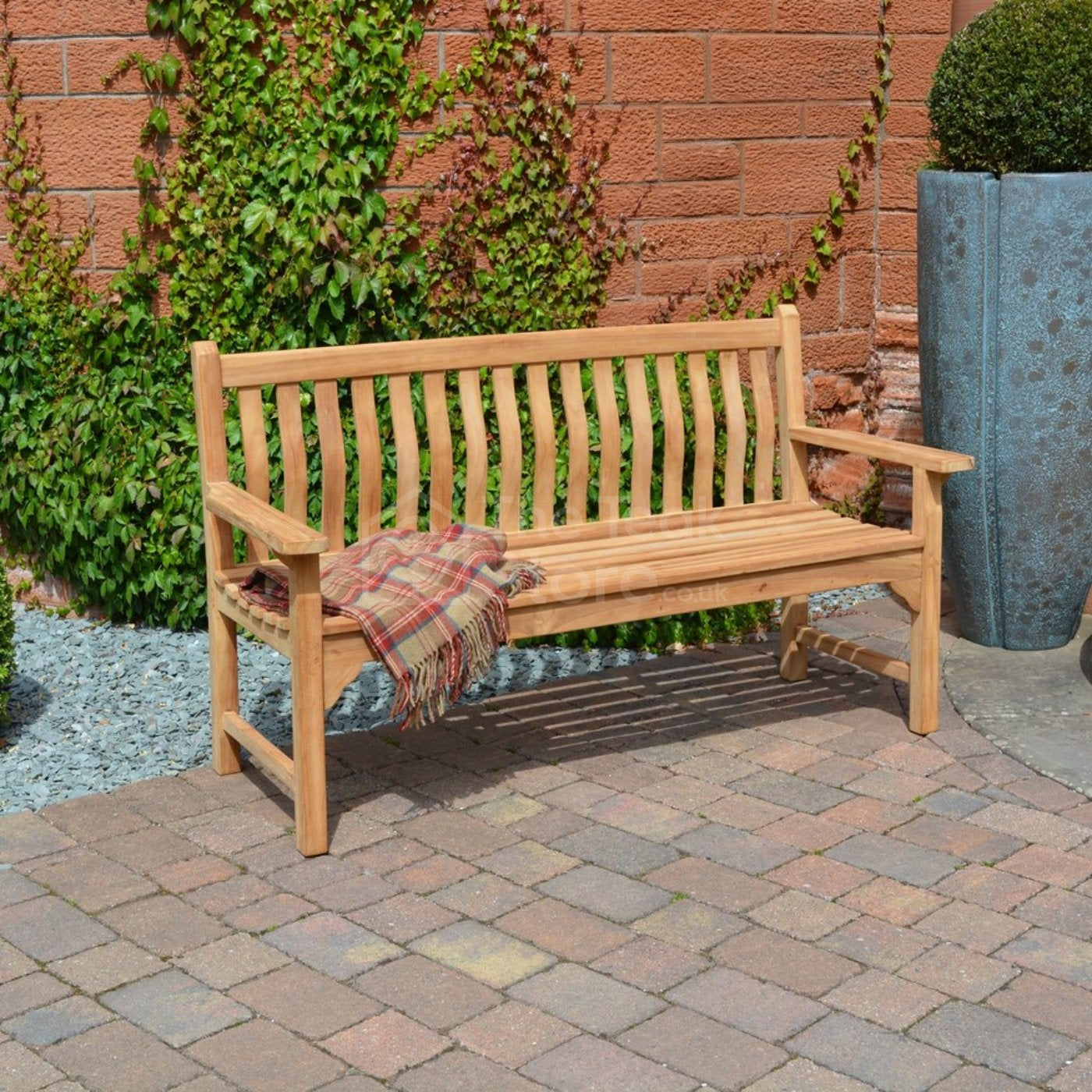 Lymington Paddle Arms Teak Garden Bench 3-Seater – 160cm