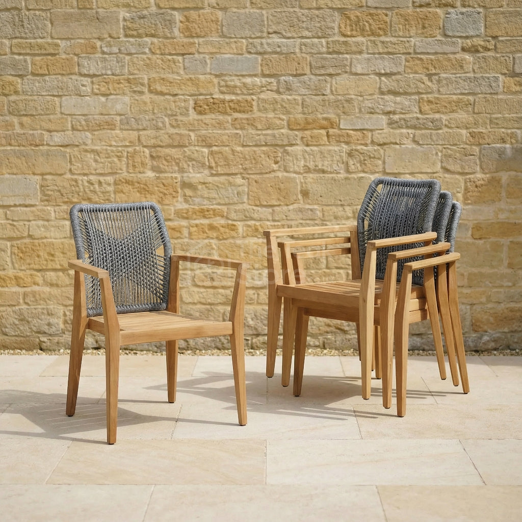 Marlow Teak Rope Back Garden Stacking Chair