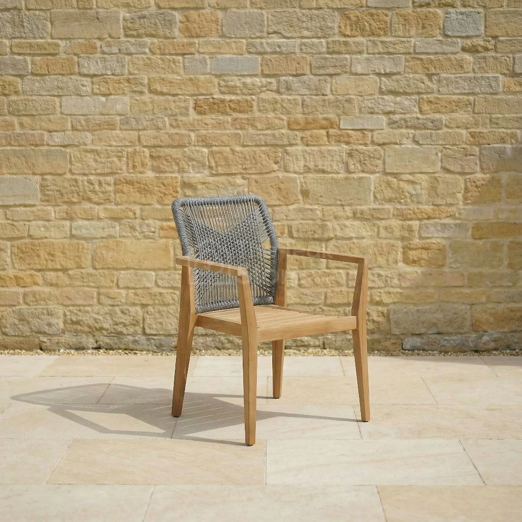 Marlow Teak Rope Back Garden Stacking Chair