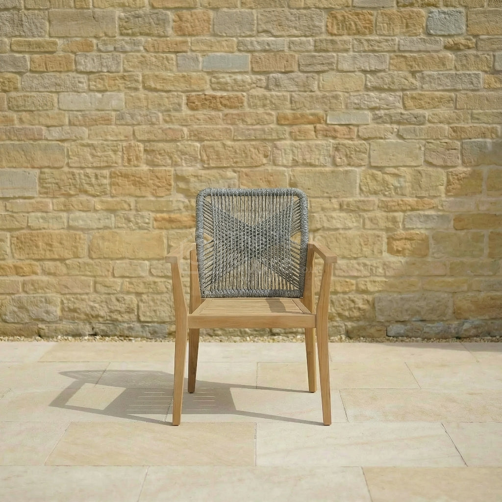 Marlow Teak Rope Back Garden Stacking Chair