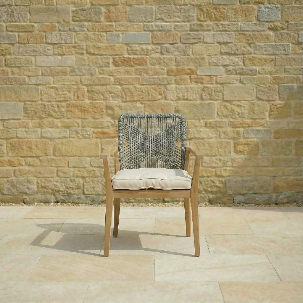 Marlow Teak Rope Back Garden Stacking Chair