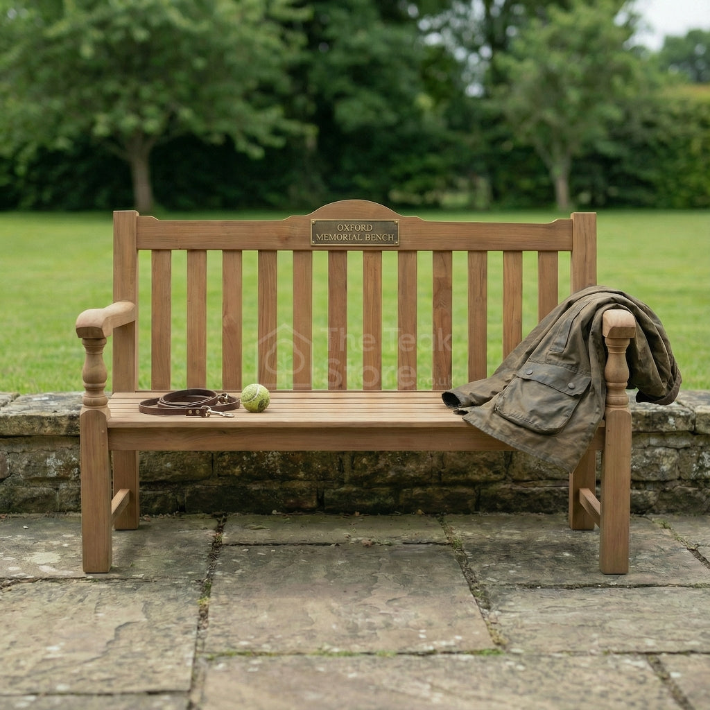 Oxford Teak Garden Memorial Bench Three Seat