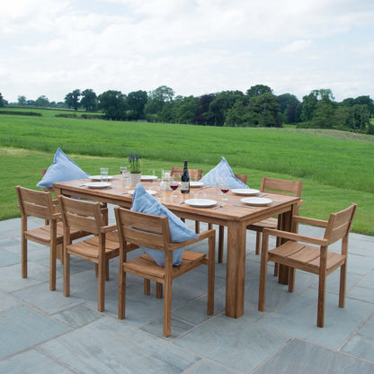Cotswold Rustic Teak Garden Furniture Dining Set 8 Seat Stacking Chairs