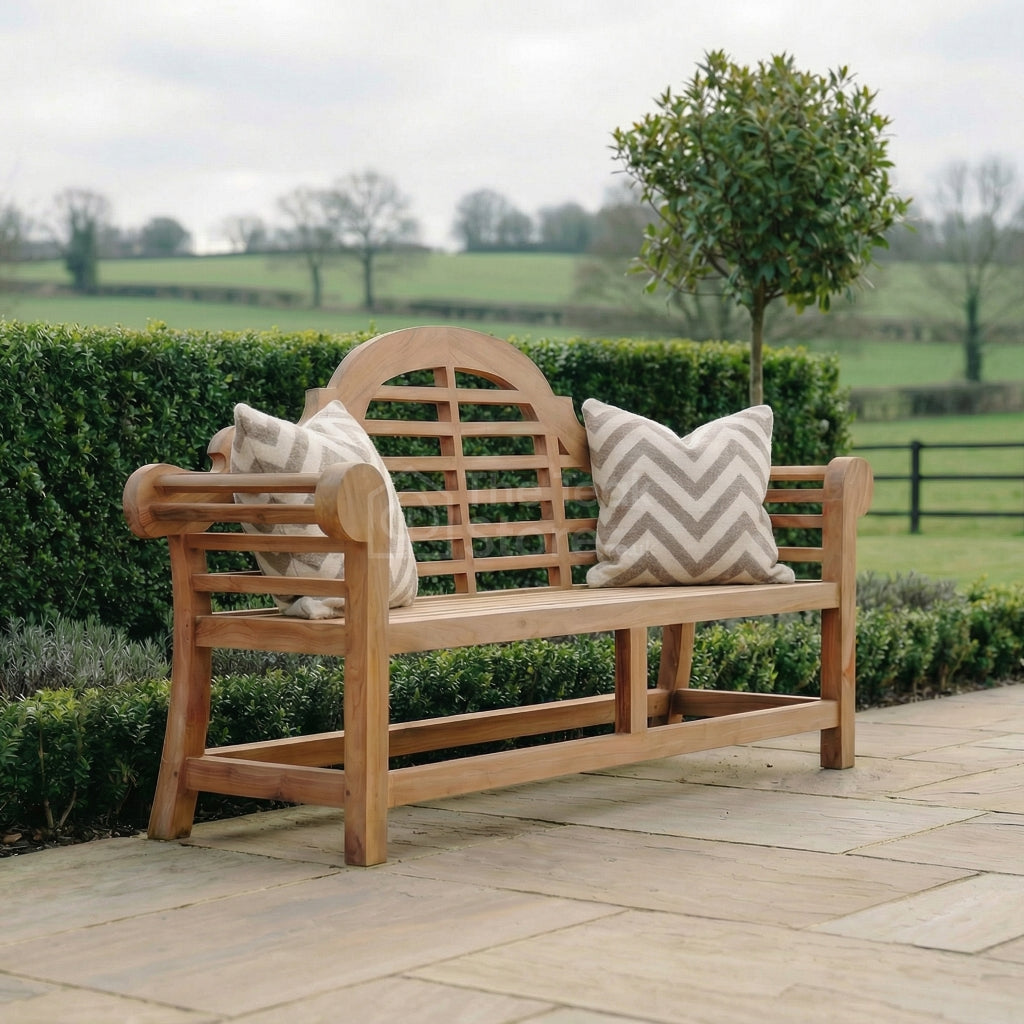 Sissinghurst Lutyens Deluxe Four Seat Teak Garden Bench Fully Assembled
