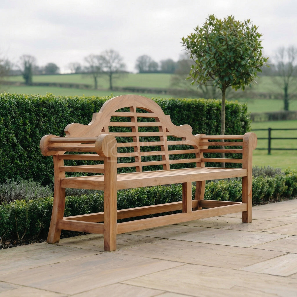 Sissinghurst Lutyens Deluxe Four Seat Teak Garden Bench Fully Assembled