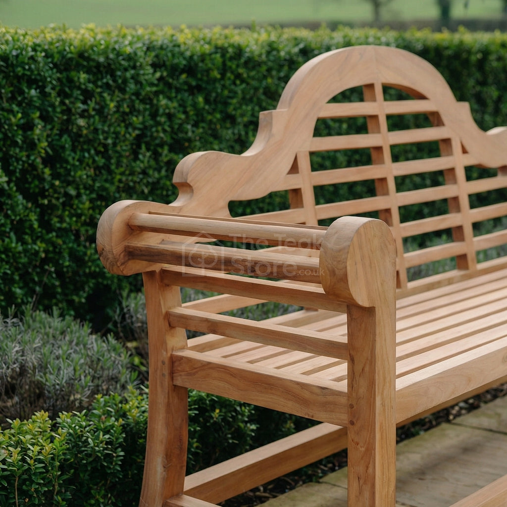 Sissinghurst Lutyens Deluxe Four Seat Teak Garden Bench Fully Assembled