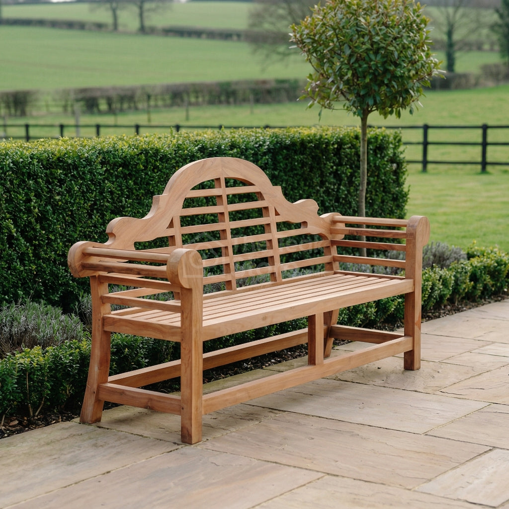 Sissinghurst Lutyens Deluxe Four Seat Teak Garden Bench Fully Assembled