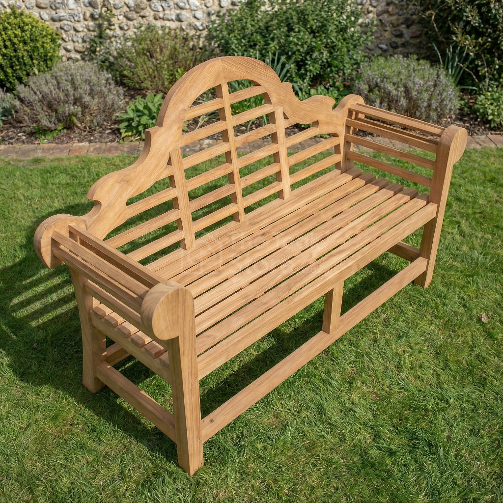 Sissinghurst Lutyens Deluxe Three Seat Teak Garden Bench Fully Assembled