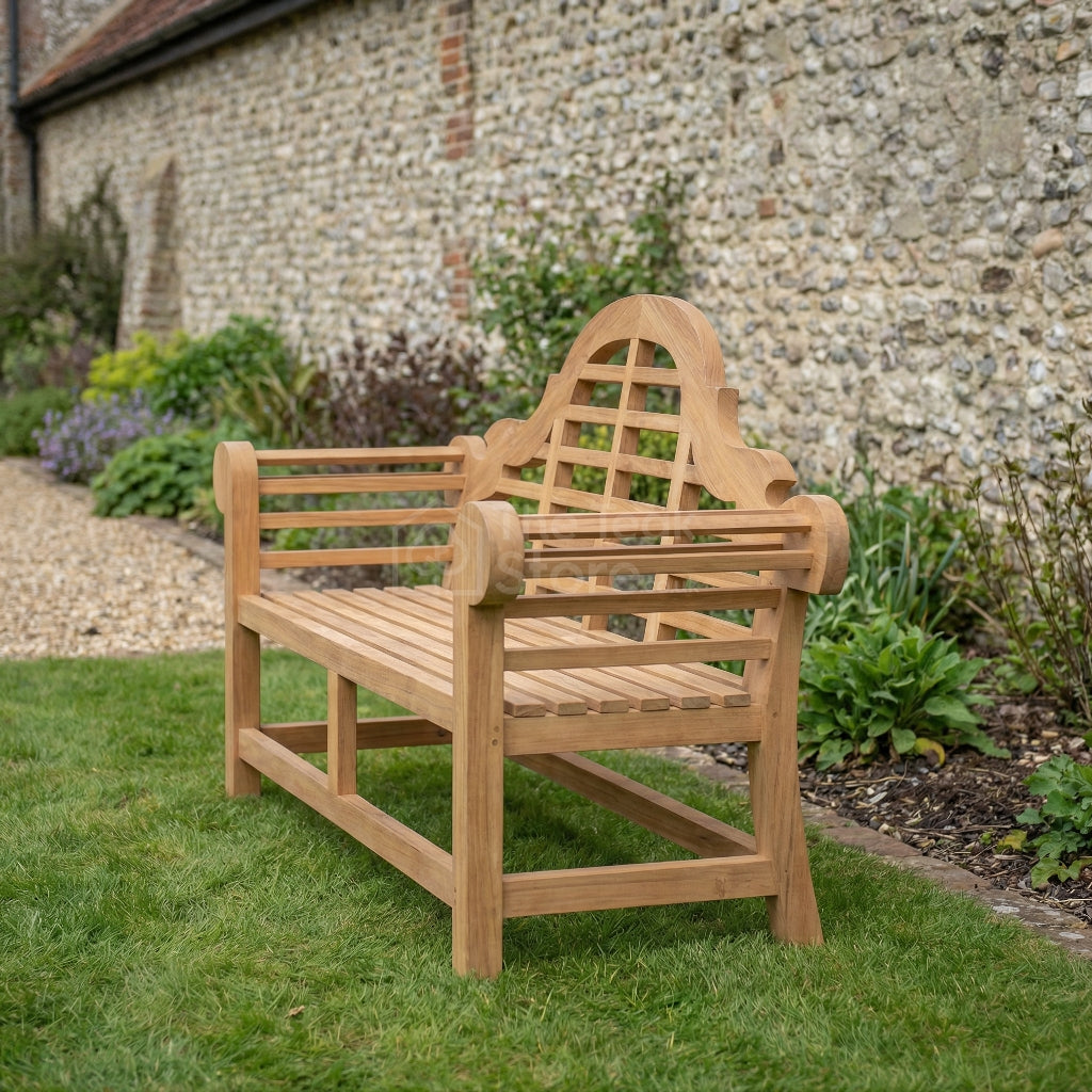 Sissinghurst Lutyens Deluxe Three Seat Teak Garden Bench Fully Assembled