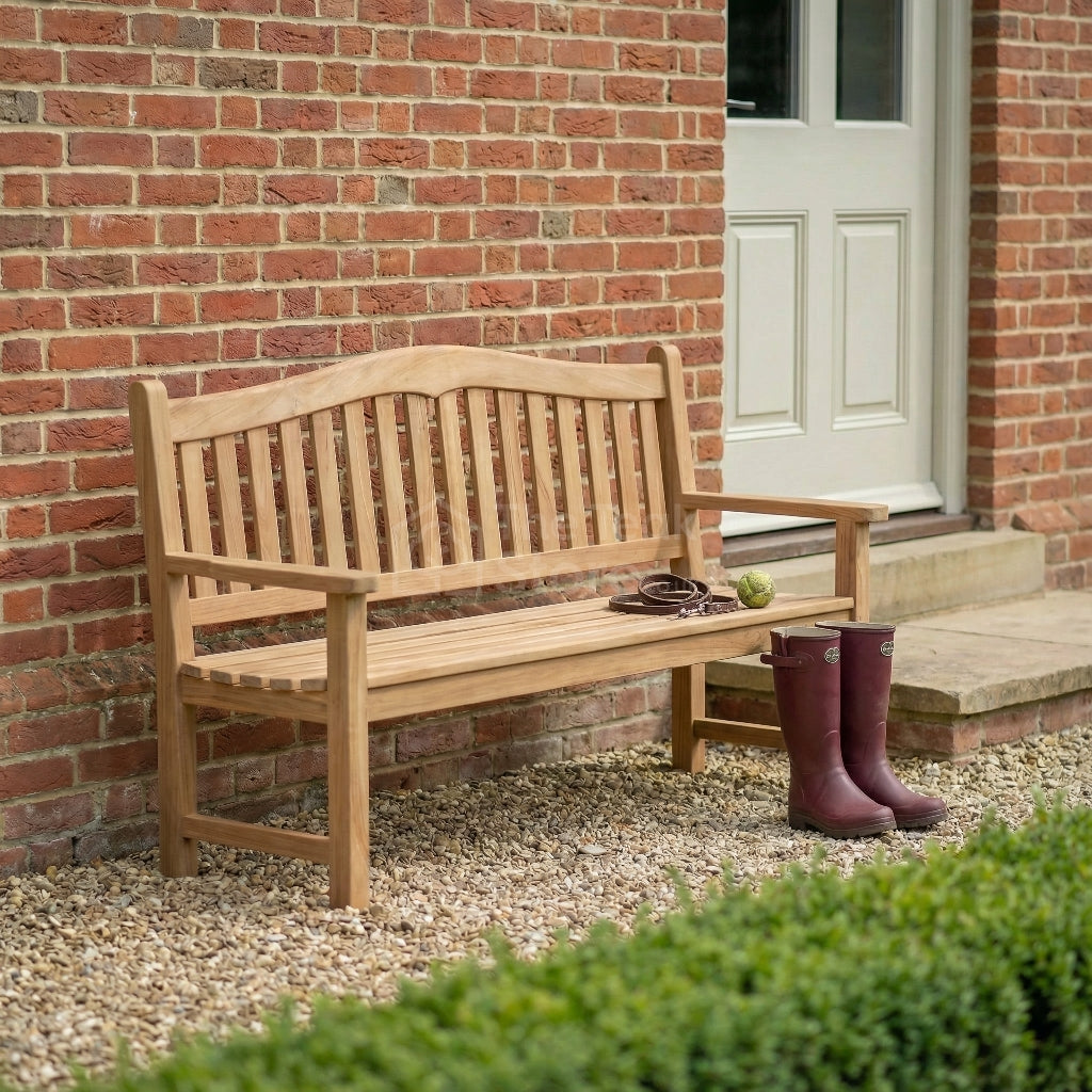 Clearance - Stow Teak Garden Bench 3 Seater Paddle Arms