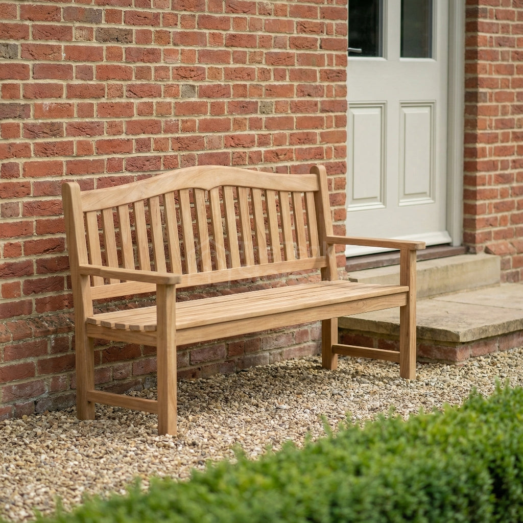 Clearance - Stow Teak Garden Bench 3 Seater Paddle Arms