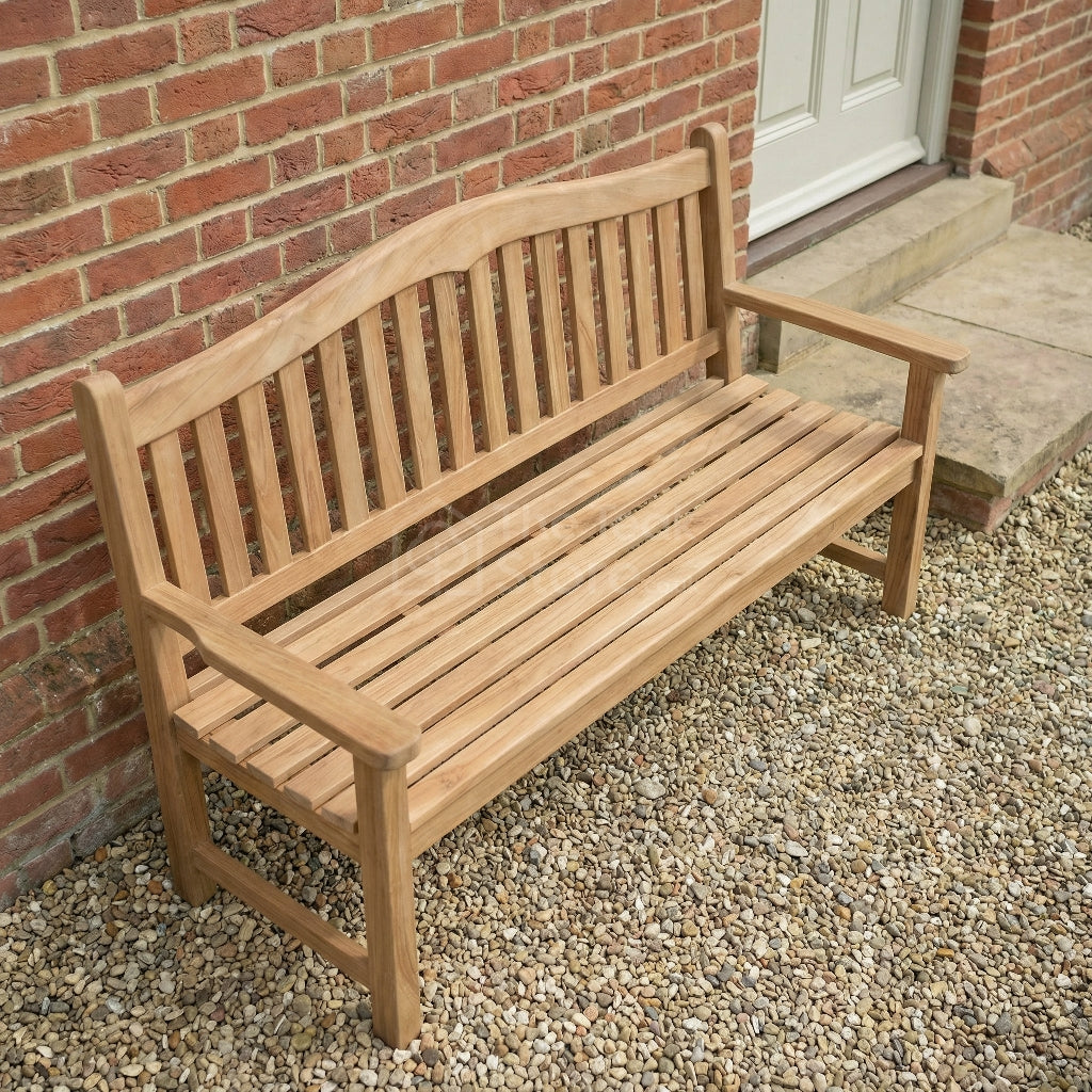 Clearance - Stow Teak Garden Bench 3 Seater Paddle Arms