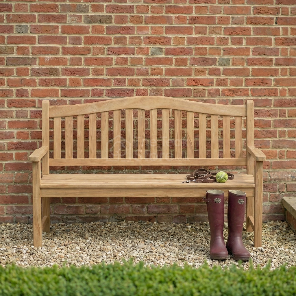 Clearance - Stow Teak Garden Bench 3 Seater Paddle Arms