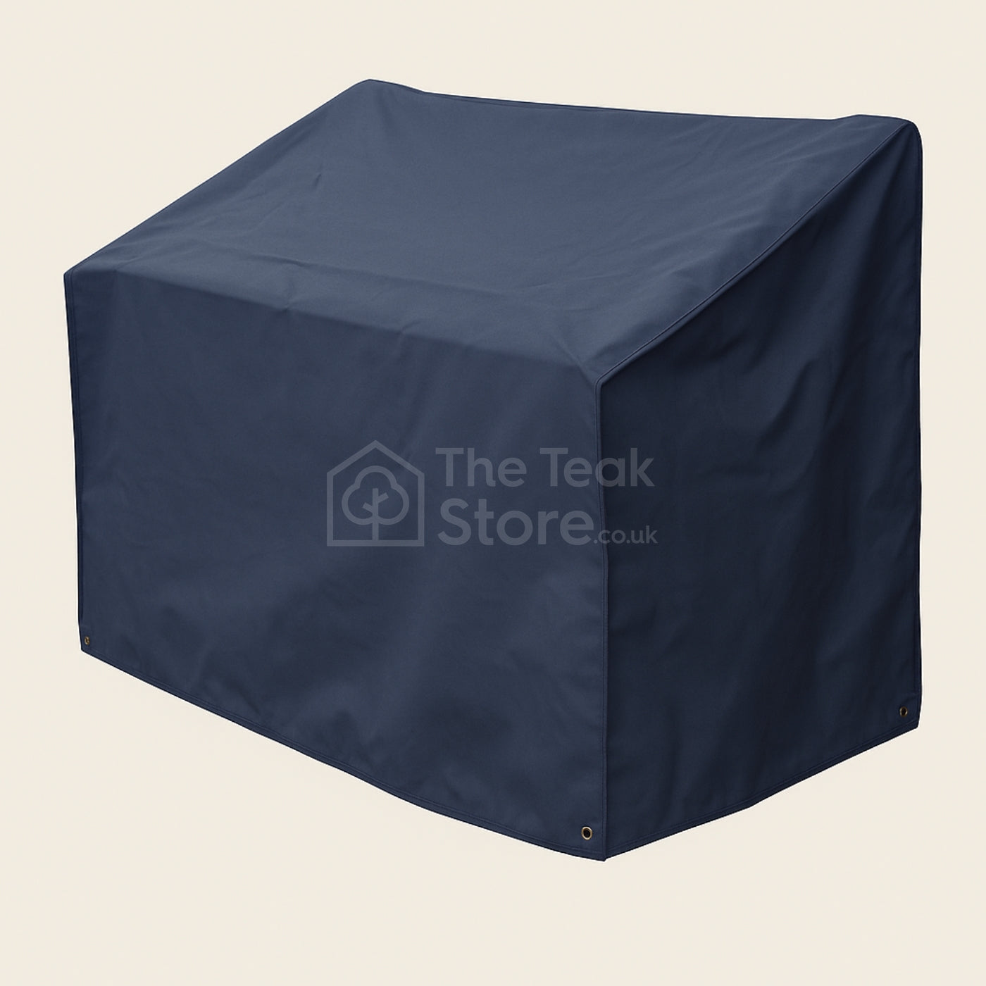 WeatherWove garden bench cover in Navy Blue, featuring reinforced seams and rust-resistant eyelets