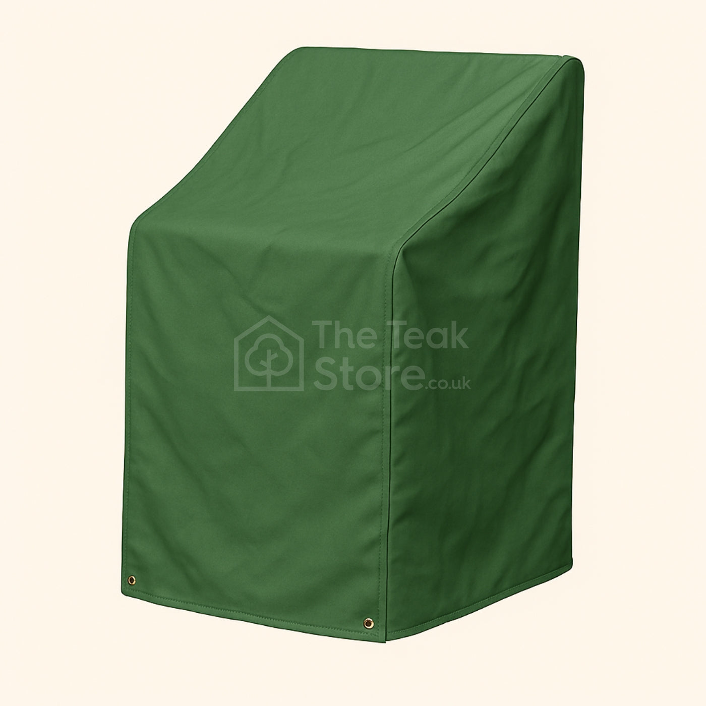 WeatherWove stacking chair cover in Forrest Green, shown covering up to 4 outdoor garden chairs.